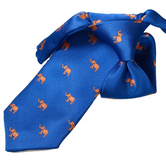 Corbata Niño Azulón con Elefantes Naranja