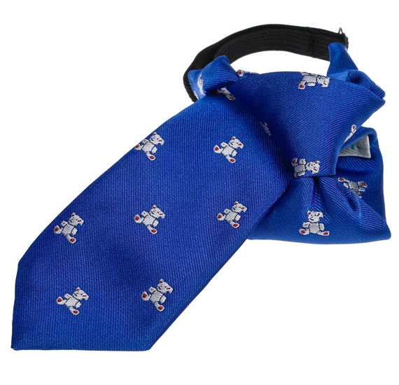 Cravatta Bambino Blu con Orsetti Bianchi