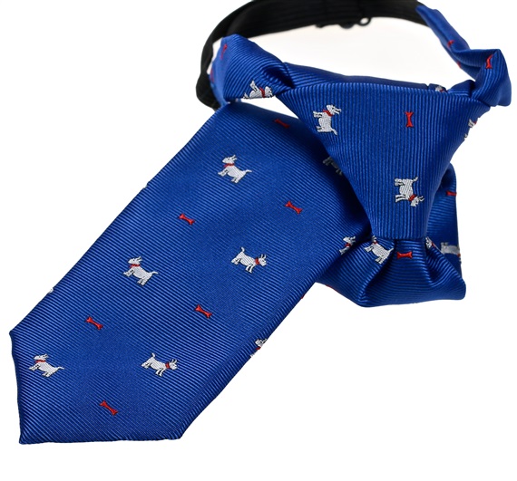 Cravatta Bambino Blu con Cagnolini Bianchi