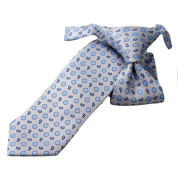 Cravatta Bambino Fiori Grigio e Blu