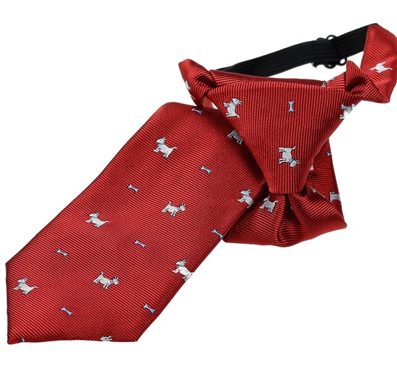 Cravatta Bambino Bordeaux con Cagnolini Bianchi