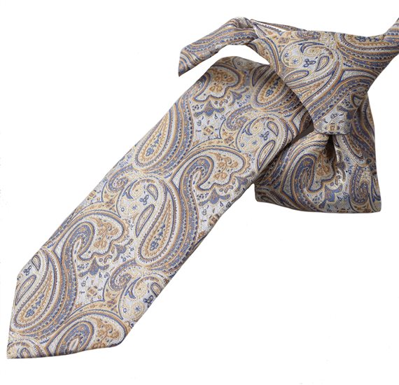 Cravatta Bambino Paisley Ocra e Grigia