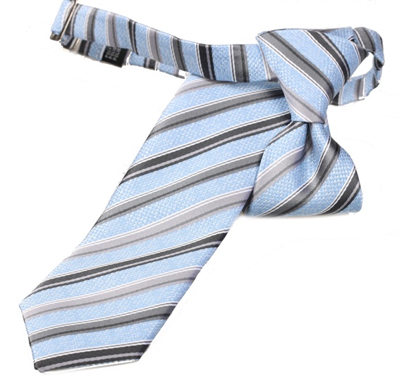 Cravatta Bambino Righe Azzurro Cielo e Grigio