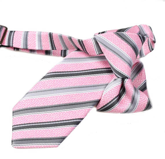 Cravatta Bambino Righe Rosa e Grigio