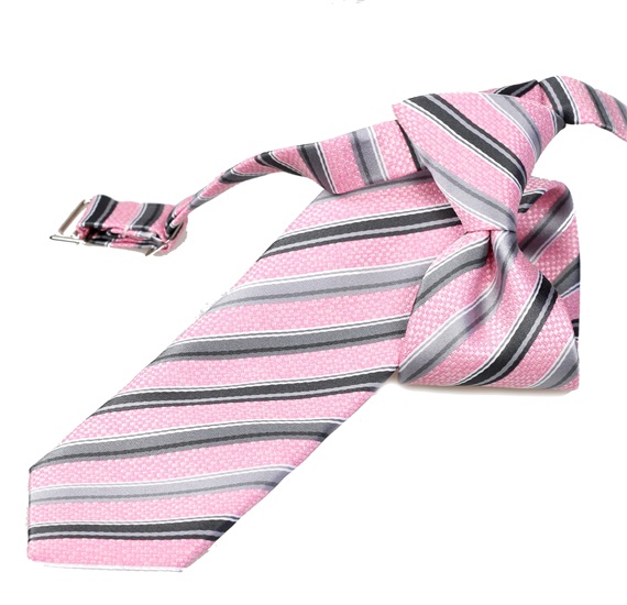 Cravatta Bambino a Righe Rosa e Grigie