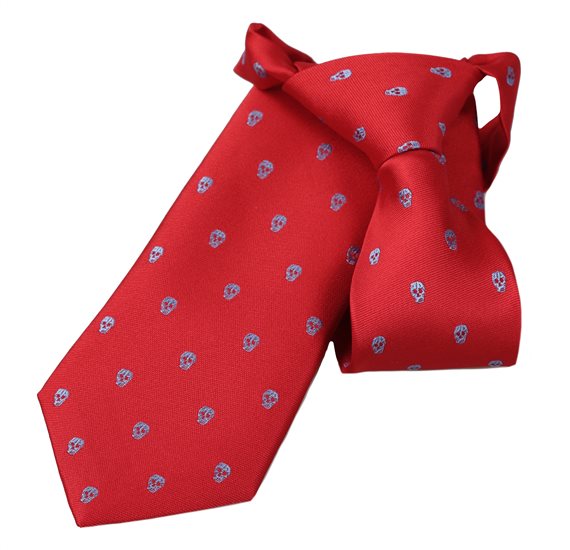 Cravatta Bambino Rossa Teschi Blu