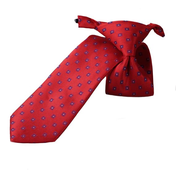 Cravatta Bambino Rossa Geometria Blu