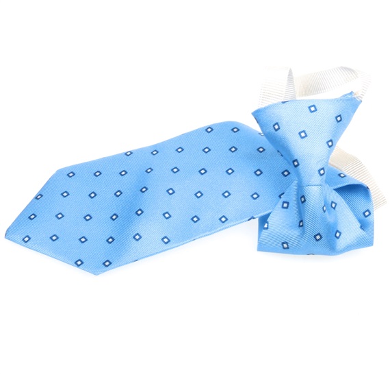Cravatta Bambino in Seta Blu Cielo a Quadretti