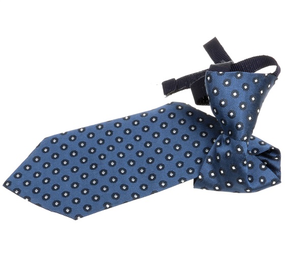 Cravatta Bambino in Seta Blu a Pois Bianchi