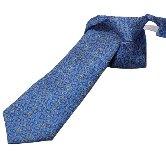 Cravatta Bambino in Seta Blu Francia Paisley
