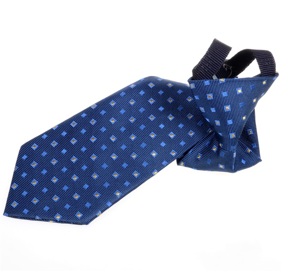 Cravatta Bambino in Seta Blu Navy a Quadretti
