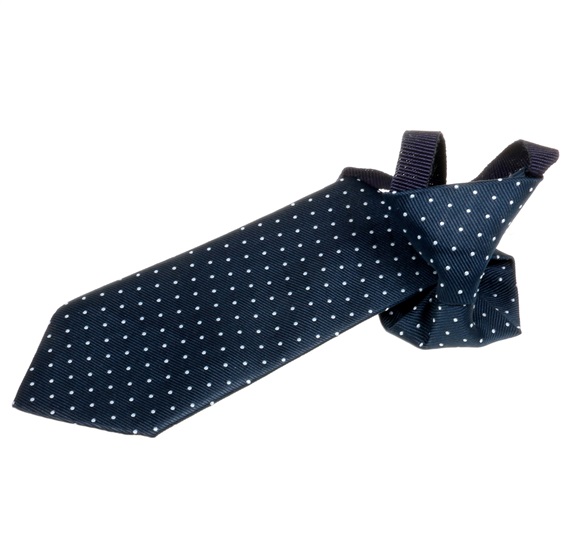 Cravatta Bambino in Seta Blu Navy a Pois Bianchi