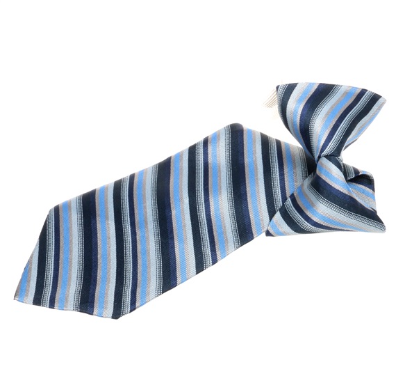 Cravatta Bambino in Seta a Righe Blu Marino e Grigio