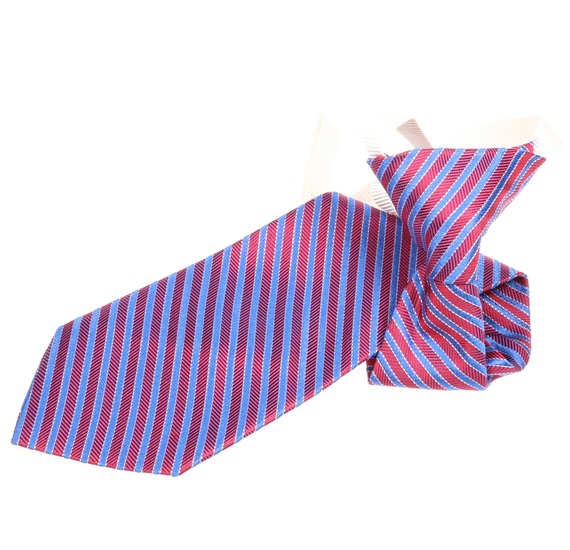 Cravatta Bambino in Seta a Righe Blu e Rosse