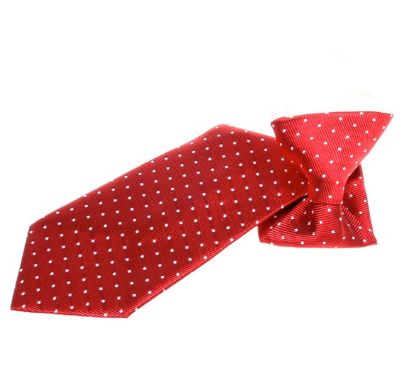 Cravatta Bambino in Seta Rossa con Pois Bianchi