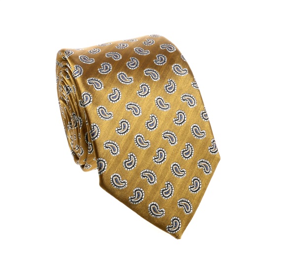 Cravatta Ocra con Cashmere Blu