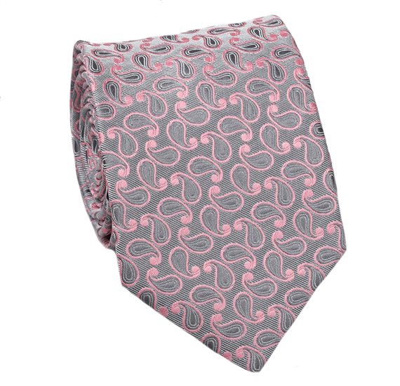Cravatta Paisley Grigia e Rosa