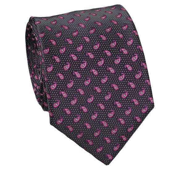 Cravatta Paisley Nera e Rosa