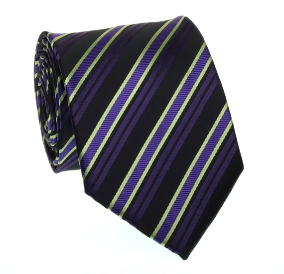 Cravatta a Righe Viola, Nere e Verde Lime