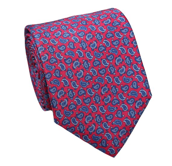 Cravatta Rosso Fragola in Seta Naturale Paisley