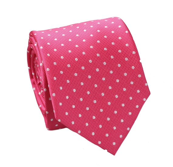 Cravatta Rosa Fucsia a Pois Bianchi