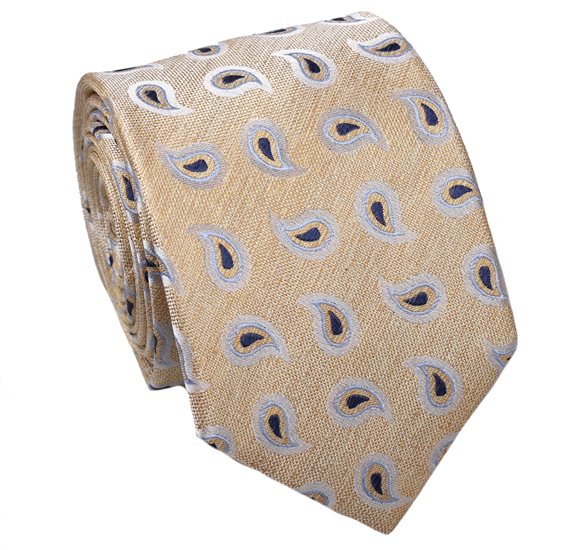 Cravatta in Seta Gialla con Motivo Paisley