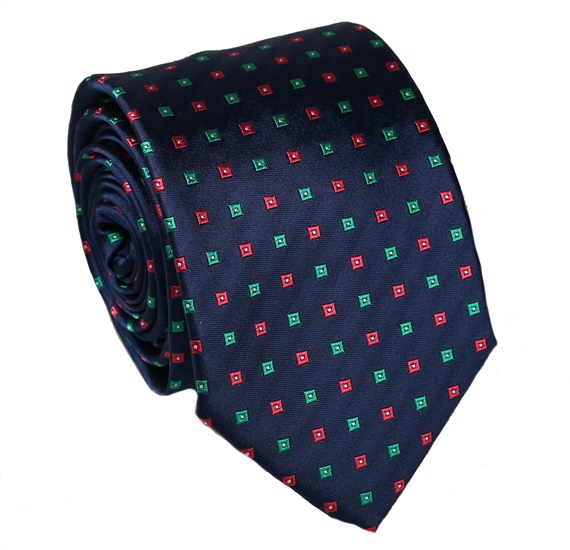 Cravatta in Seta Blu a Quadretti Verdi e Fucsia