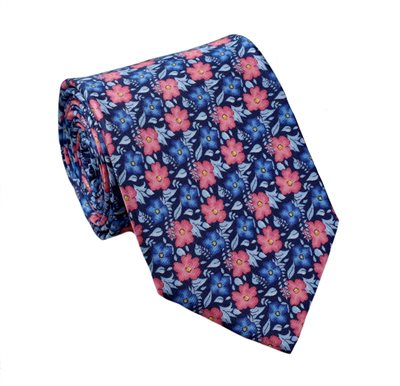 Cravatta in Seta Blu Design Liberty