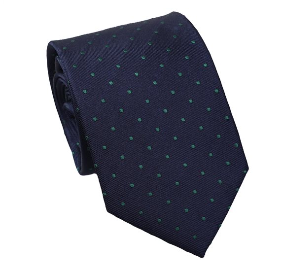 Cravatta in Seta Blu a Pois Verdi