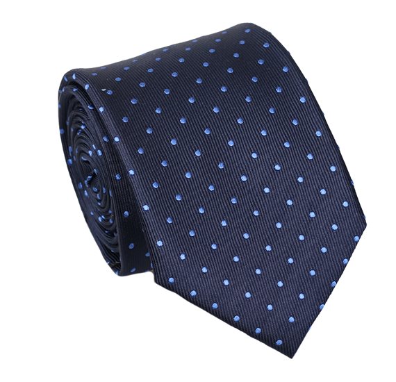 Cravatta in Seta Blu Navy a Pois Celesti