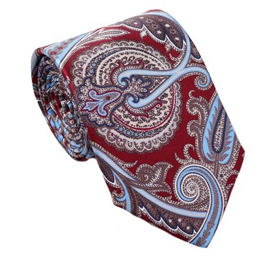 Cravatta in Seta Bordeaux con Cashmere Blu
