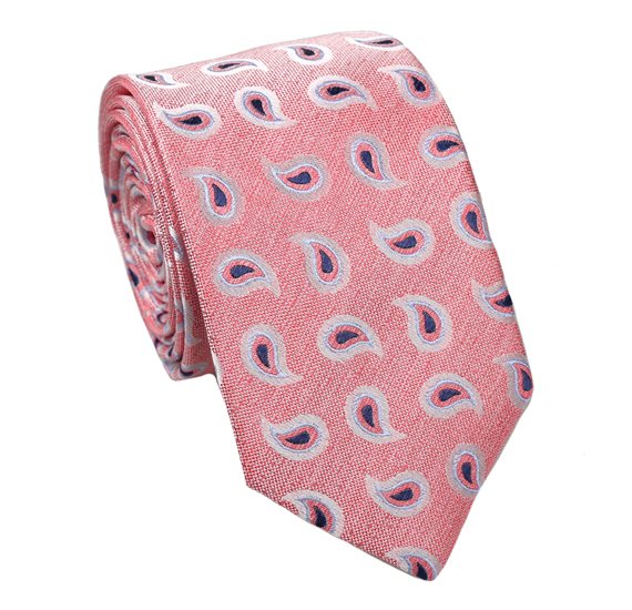 Cravatta in Seta Corallo con Paisley