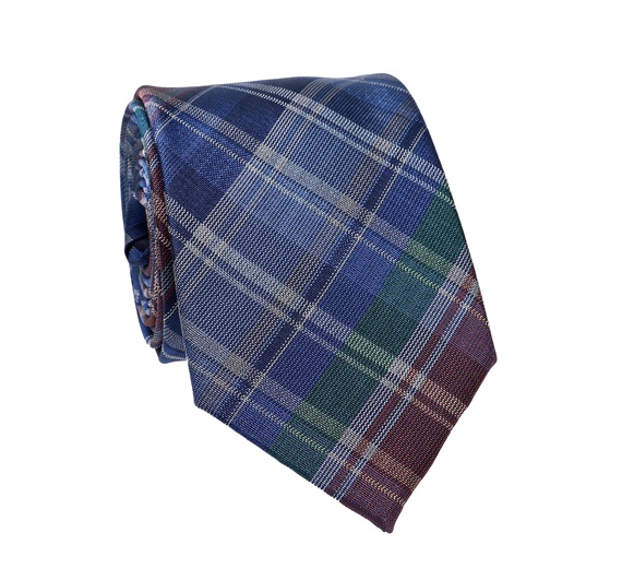 Cravatta in Seta a Quadretti Blu Navy