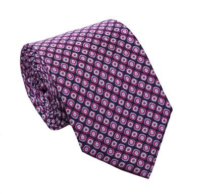 Cravatta in Seta Magenta Op Art