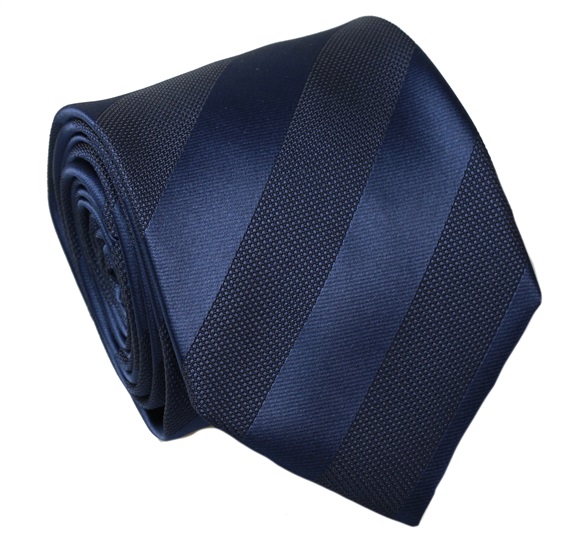 Cravatta in Seta a Righe Blu Navy