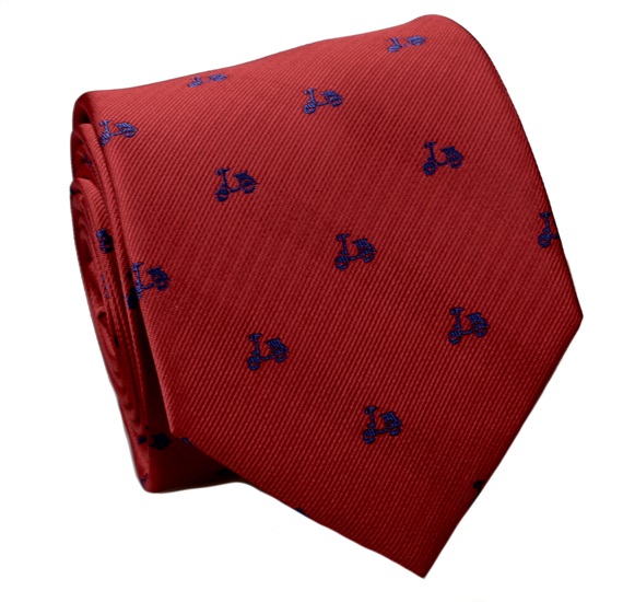 Cravatta in Seta Rossa Vespe Blu