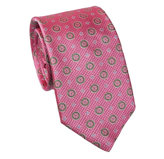 Cravatta in Seta Rosa Design Fiorentino Verde