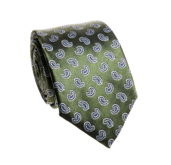 Cravatta Verde Foglia Cashmere Blu