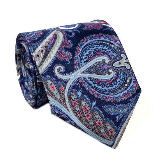 Cravatta e Fazzoletto in Cashmere Blu di Seta Naturale