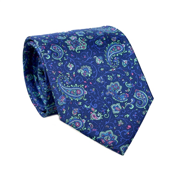 Cravatta e Fazzoletto in Cashmere Blu Navy di Seta Naturale