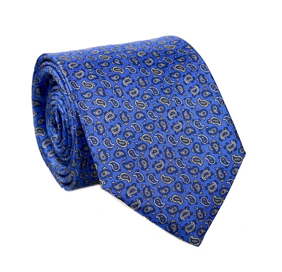 Cravatta e Fazzoletto in Cashmere Blu in Seta Naturale