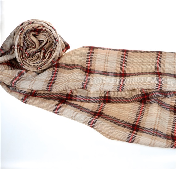 Sciarpa Beige a Quadretti Scozzesi Cammello