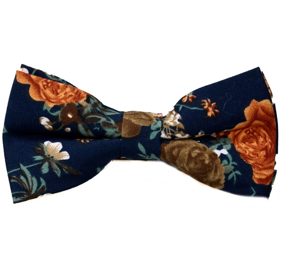 Papillon Blu Navy con Fiori