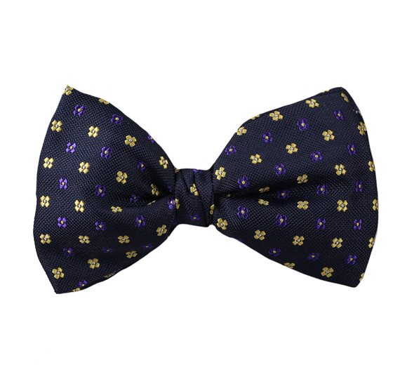 Papillon Blu Navy con Fiori Viola