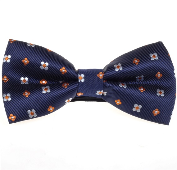 Papillon Blu Navy con Margherite Arancioni