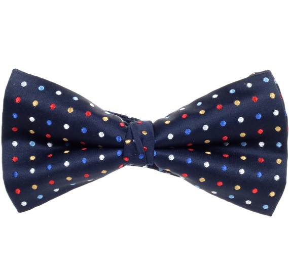 Papillon Blu Scuro con Pois Multicolor