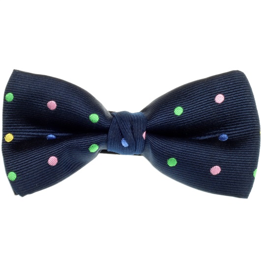 Papillon Blu Scuro a Pois Multicolor
