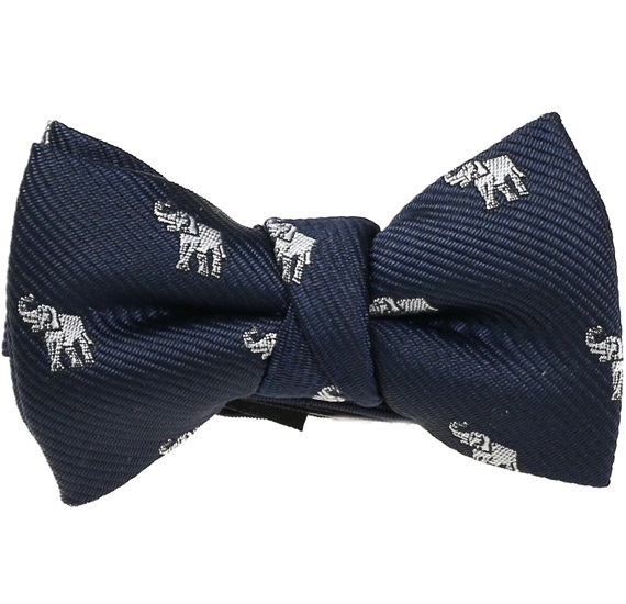 Papillon Bambino Blu Navy con Elefanti Bianchi