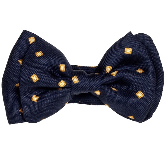 Papillon Bambino in Seta Blu Navy a Quadretti Gialli
