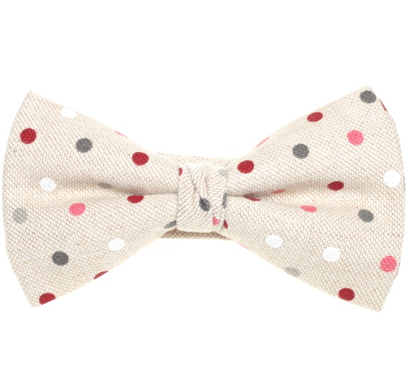 Papillon Beige a Pois Bordeaux e Grigi